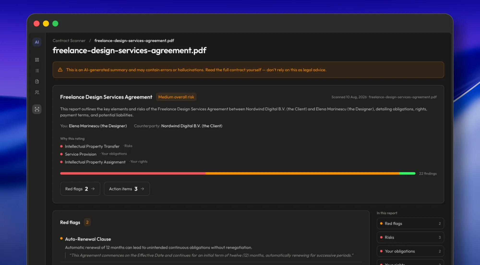 Tabrio AI contract scanner